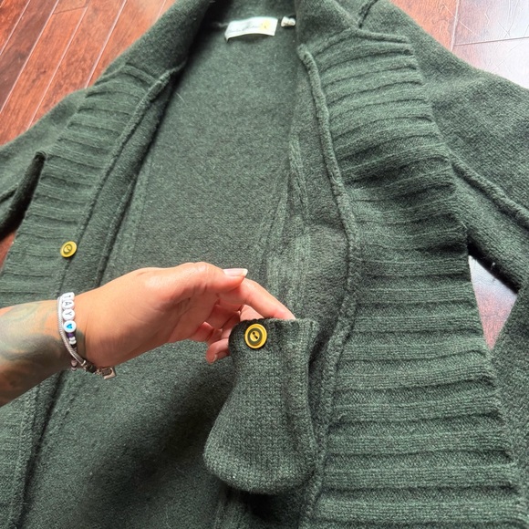 Charlie & Robin Vintage 90s Women’s Anthropologie Green 100% Wool Cardigan Sz M - Picture 3 of 5